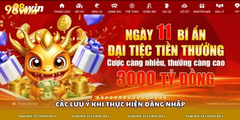 Các lưu ý khi thực hiện đăng nhập