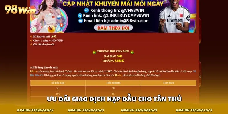 Ưu đãi giao dịch nạp đầu cho tân thủ